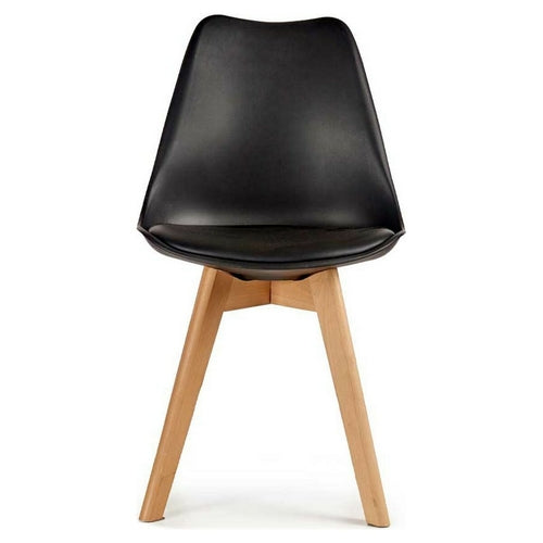 Dining Chair Black Light brown Wood Plastic (48 x 80 x 60 cm)