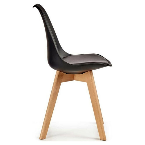 Dining Chair Black Light brown Wood Plastic (48 x 80 x 60 cm)