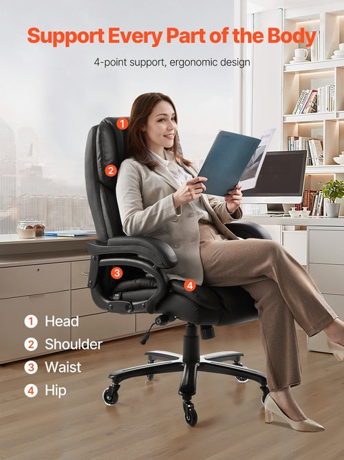 Executive Chair, High Back Office Chair with Knob-Control Lumbar