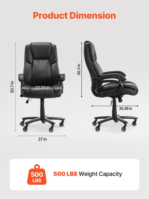 Executive Chair, High Back Office Chair with Knob-Control Lumbar