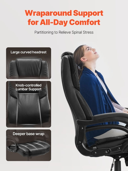 Executive Chair, High Back Office Chair with Knob-Control Lumbar