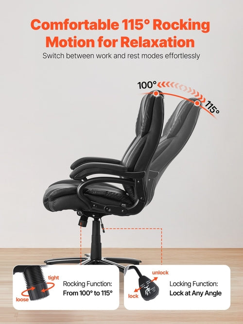 Executive Chair, High Back Office Chair with Knob-Control Lumbar