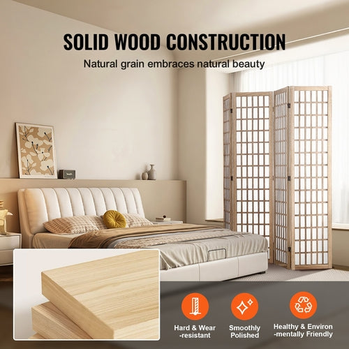 Room Divider, 4 Panel Japanese Room Divider, Folding Privacy Screen