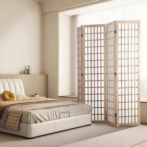 Room Divider, 4 Panel Japanese Room Divider, Folding Privacy Screen